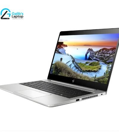 HP Elitebook 840 G6 used laptop with slim aluminum body and vibrant sunset wallpaper at Galib's Laptop