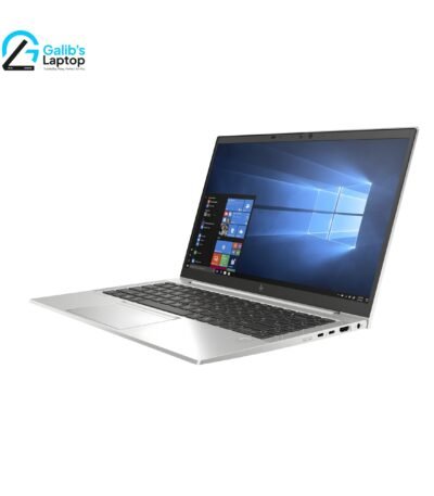 HP Elitebook 840 G7 premium used laptop with slim silver body and vibrant Windows 10 display