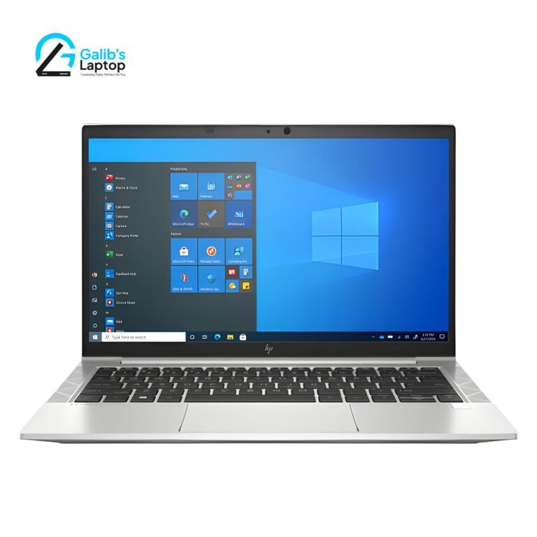 HP Elitebook 840 G9 premium used laptop with sleek silver aluminum body and vibrant Windows 10 display