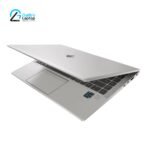 Straight front view of HP Elitebook 840 G8 with Windows 10 desktop and high-quality aluminum chassis