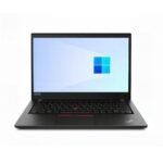 Lenovo ThinkPad T495 used laptop with vibrant ocean wallpaper red trackpoint and durable matte black body