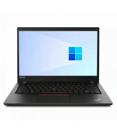 Lenovo ThinkPad T495 used laptop with vibrant ocean wallpaper red trackpoint and durable matte black body