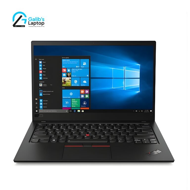 Lenovo ThinkPad X1 Carbon used laptop showing both front display and sleek back lid at Galib's Laptop