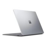 Sleek platinum aluminum back lid of Microsoft Surface Laptop 3 highlighting the reflective Windows logo
