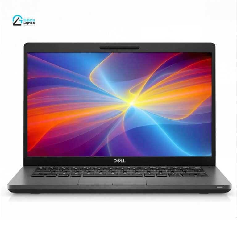 Straight front view of Dell Latitude 5400 showing 14 inch Full HD vibrant display and ergonomic keyboard layout