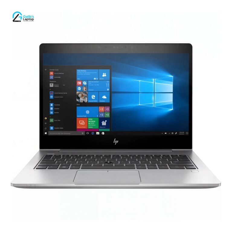 HP EliteBook 830 G6 used business laptop straight front view showing Windows 10 interface and silver keyboard at Galib's Laptop