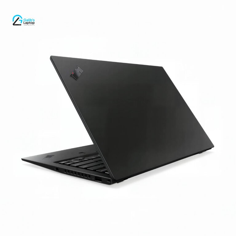 Straight front view of Lenovo ThinkPad T490 with Windows 10 desktop layout and durable body condition